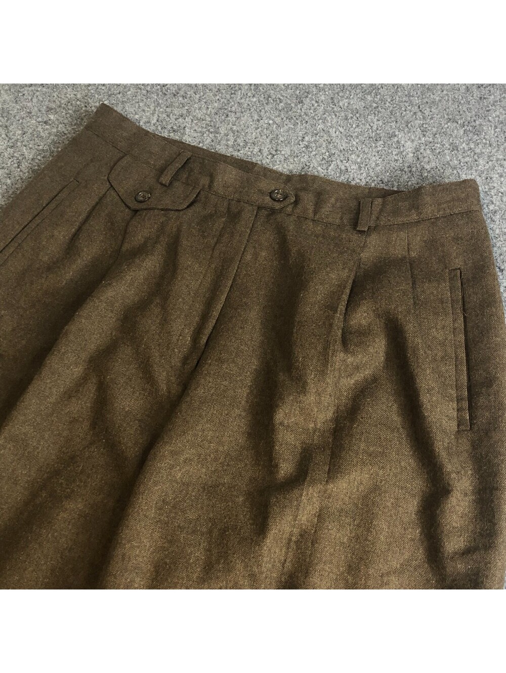 Vintage Lauren Ralph Lauren Pants Women 14 Brown Pleated Talon 100% Worsted Wool